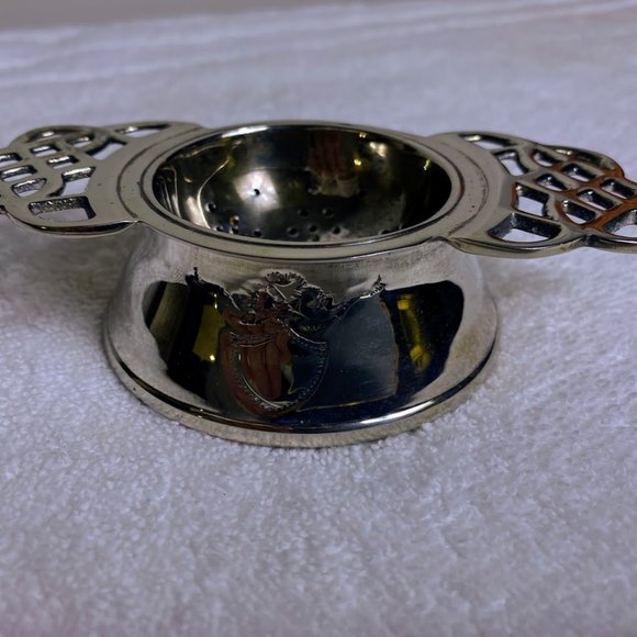 Antique English Silver Tea Strainer with Rest (2 piece) - Picture 2 of 9